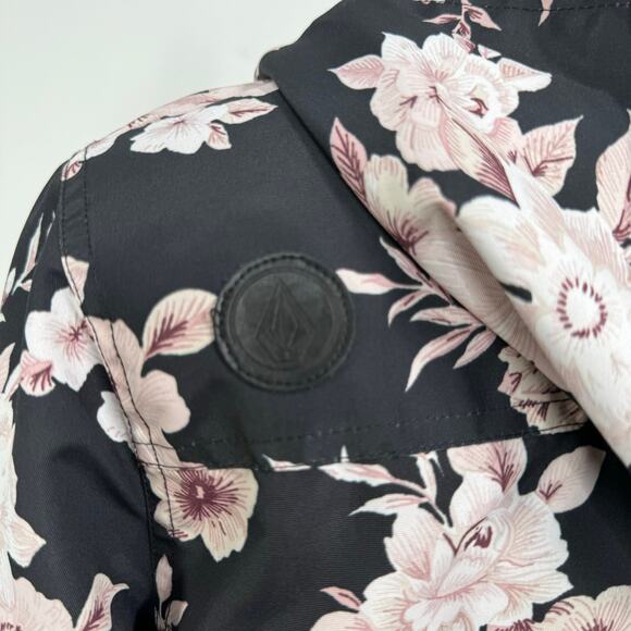 Volcom Floral Windbreaker Jacket Black Lightweight Ski Snowboard Outdoors Size S - Picture 10 of 15